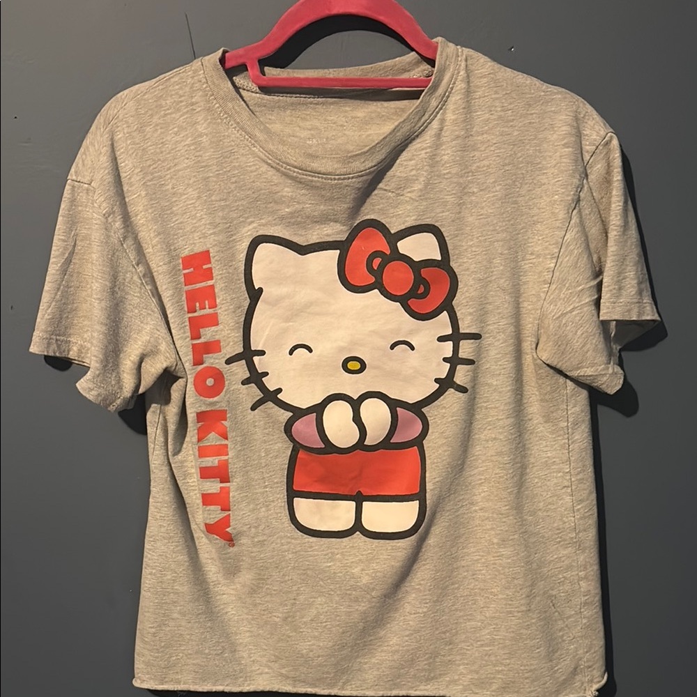 Hello Kitty Gray and Red Short Sleeve Tee